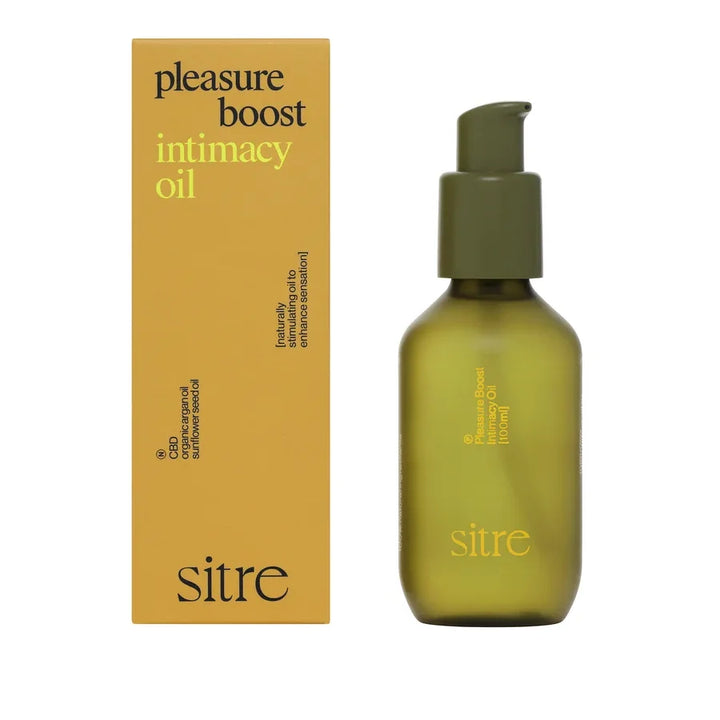 Pleasure Boost Intimacy Oil 100ml von Sitre – CBD Intimöl in eleganter Glasflasche für mehr Empfinden und Entspannung