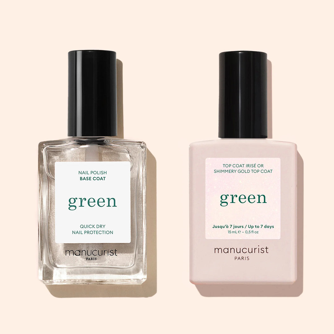 Top Coat mit Pailletten gold von Manucurist - mit Base Coat