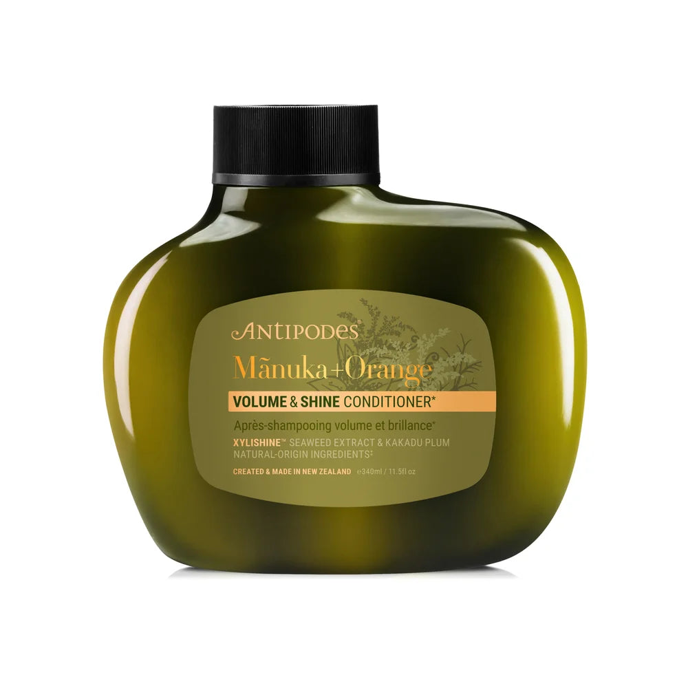 Antipodes Mānuka + Orange Volume & Shine Conditioner 340 ml in grüner Flasche
