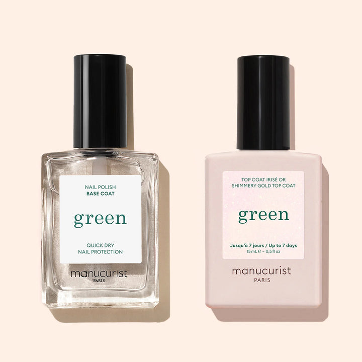 Top Coat mit Pailleten silber von Manucurist - mit Base Coat