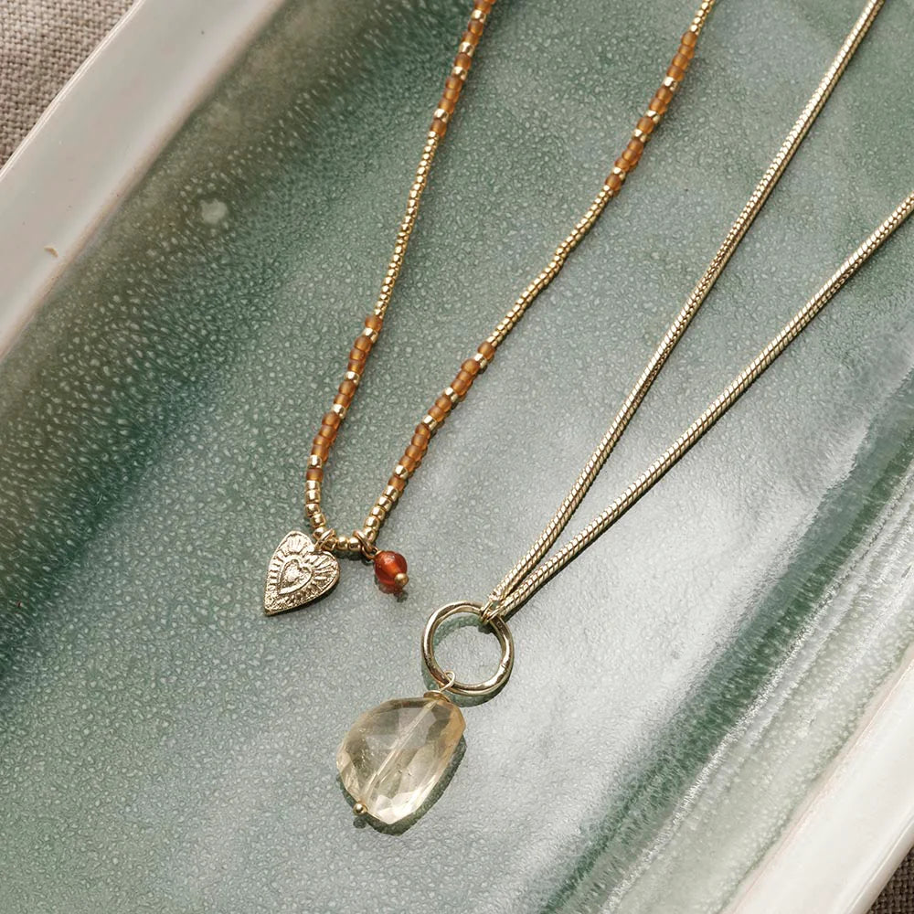 A Beautiful Story Citrin Halskette Gold - Eco Jewelry Kette mit leuchtend gelbem Edelstein, B Corp zertifiziert, kombinierbar