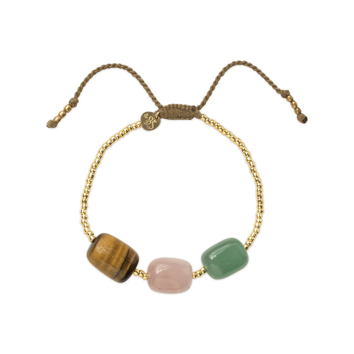 Desirable Rose Quartz Bracelet von A Beautiful Story - Armband mit Rosenquarz Aventurin und Tigerauge