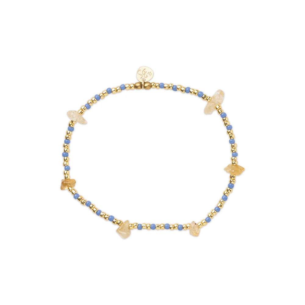 Flashy Citrine Bracelet von A Beautiful Story - handgefertigtes Armband mit Citrin und goldenen Glasperlen