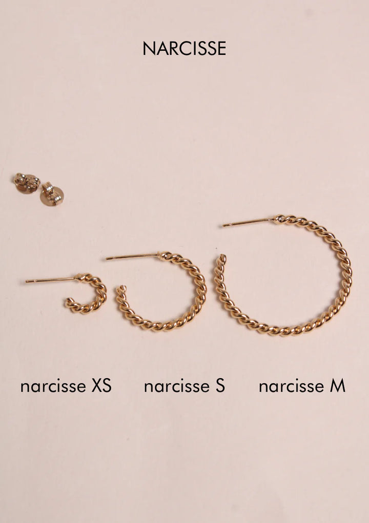 Waekura Earrings Narcisse XS, S und M - im Vergleich
