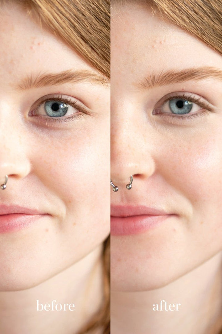 Ere Perez Lychee Crème Corrector Uno Before After - ein Unterschied