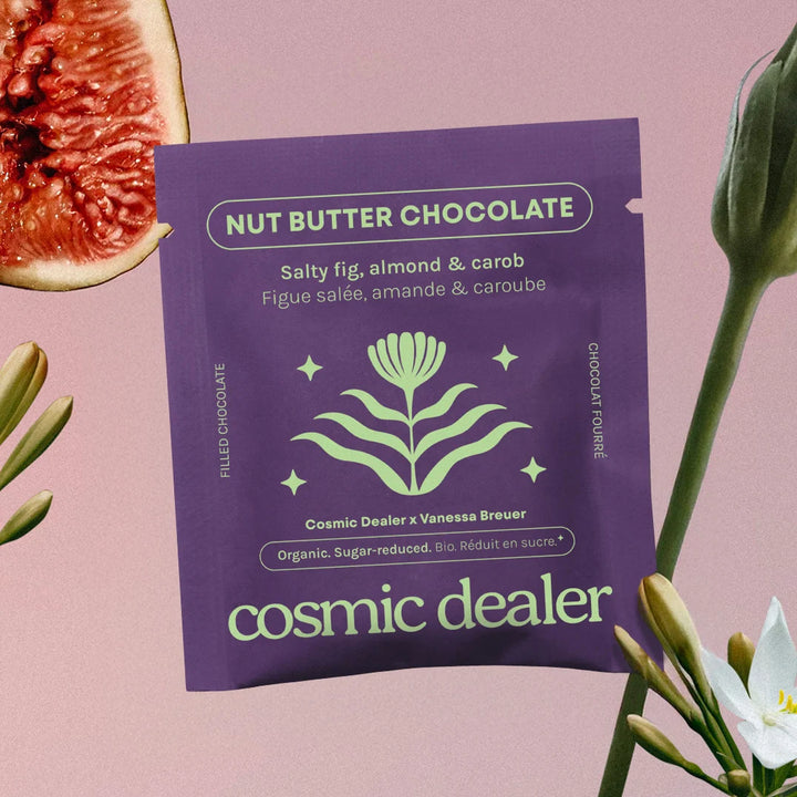 Cosmic Dealer Salty Fig & Almond Chakra Chocolates mit Feigen und Mandelmus - Artistic Collage