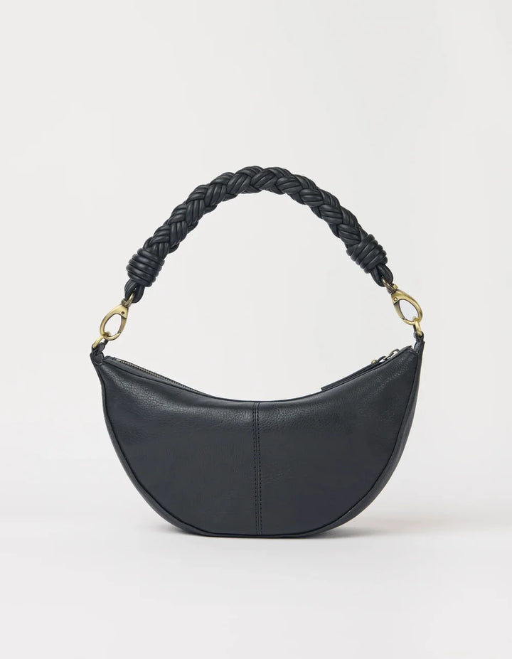 O My Bag Leo Midi Twisted Black – Vorderansicht mit geschwungener Silhouette