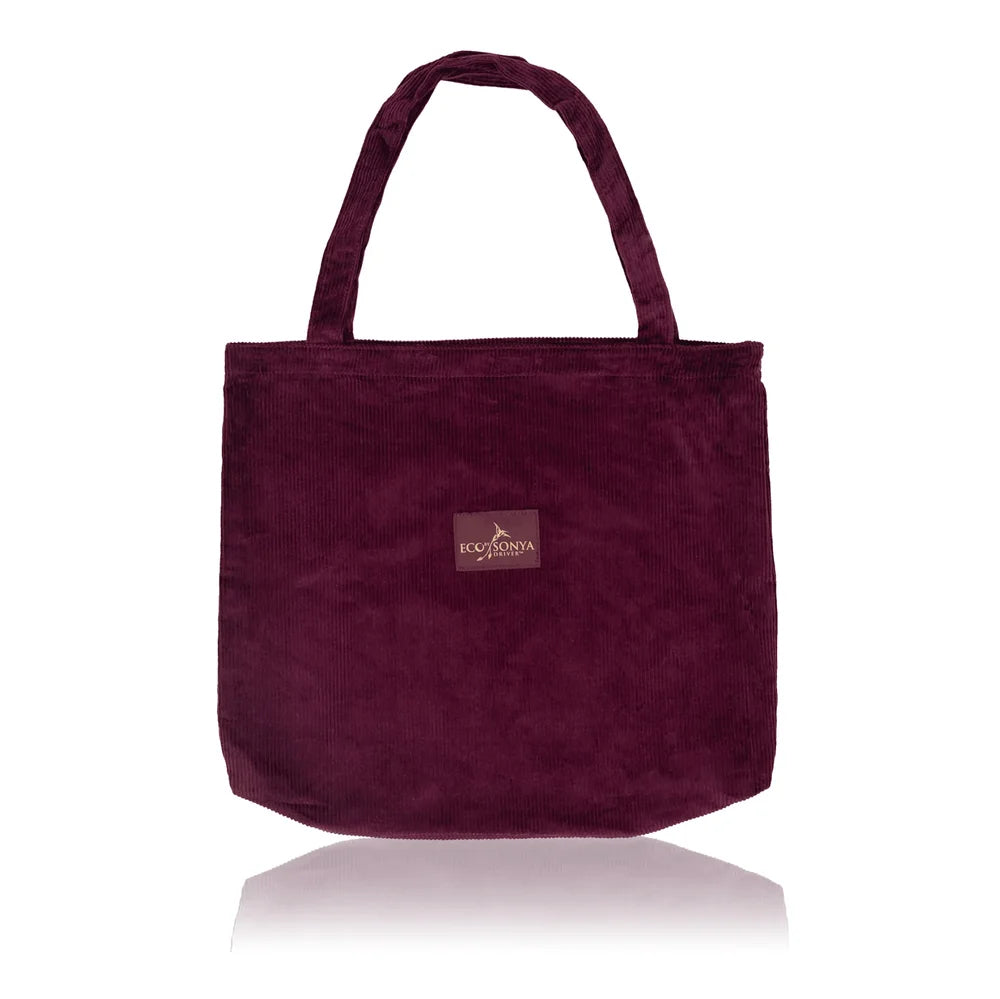 Burgundy Tote von Eco by Sonya – burgunderrote Cord-Tasche mit Schulterträgern