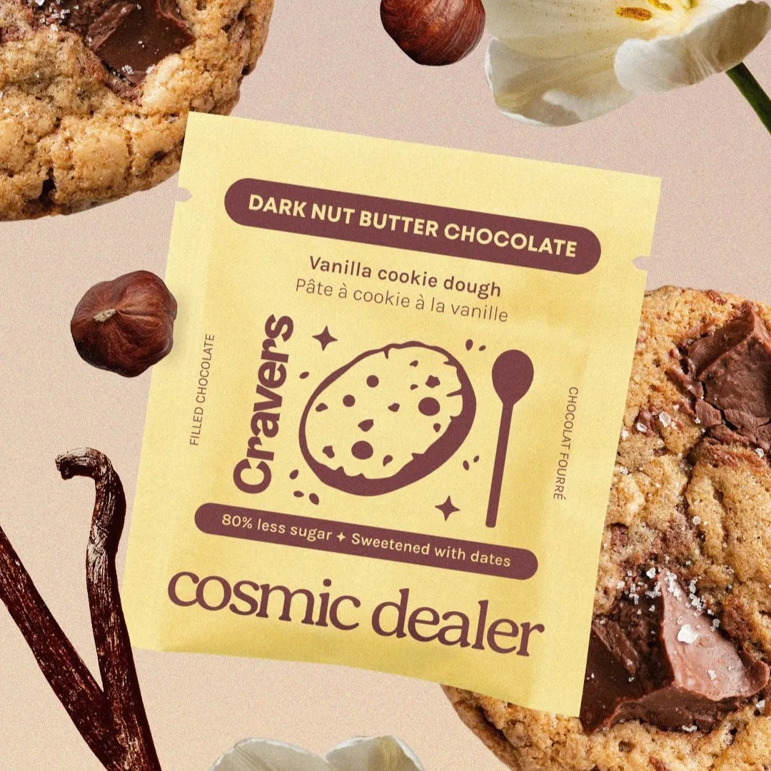 Cosmic Dealer Vanilla Cookie Dough Chakra Chocolates mit Haselnuss-Vanille-Füllung - Artistic Photo