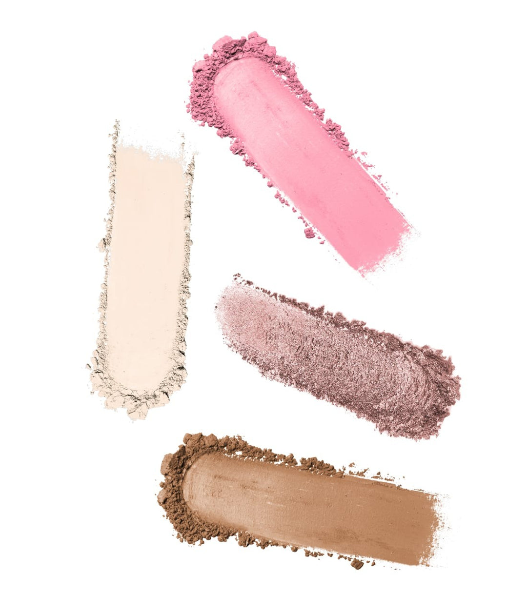 Swatches der UND GRETEL Face Palette The Poet in Elfenbein, Rosé, Taupe und warmem Braun