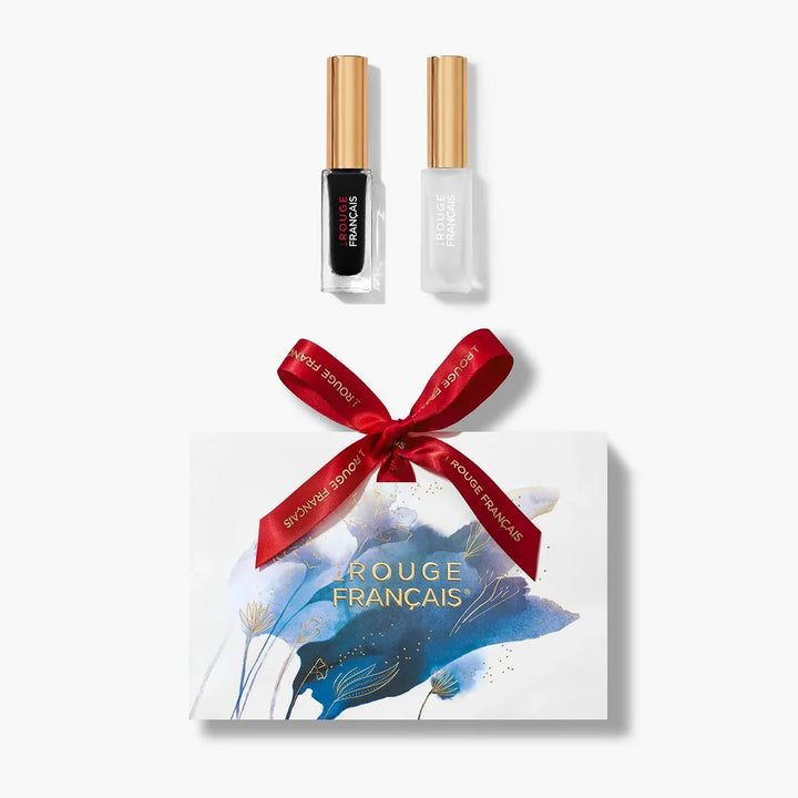 Le Rouge Français Holiday Set mit Médusa Wimpernserum und Noir Cassiopée Mascara als Geschenk arrangiert