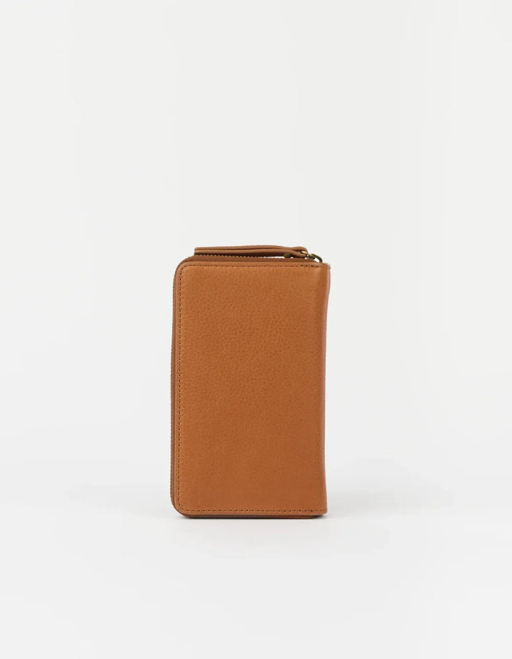 O My Bag Jett Wallet Wild Oak – Seitenansicht der kompakten Geldbörse aus natürlich genarbtem Echtleder
