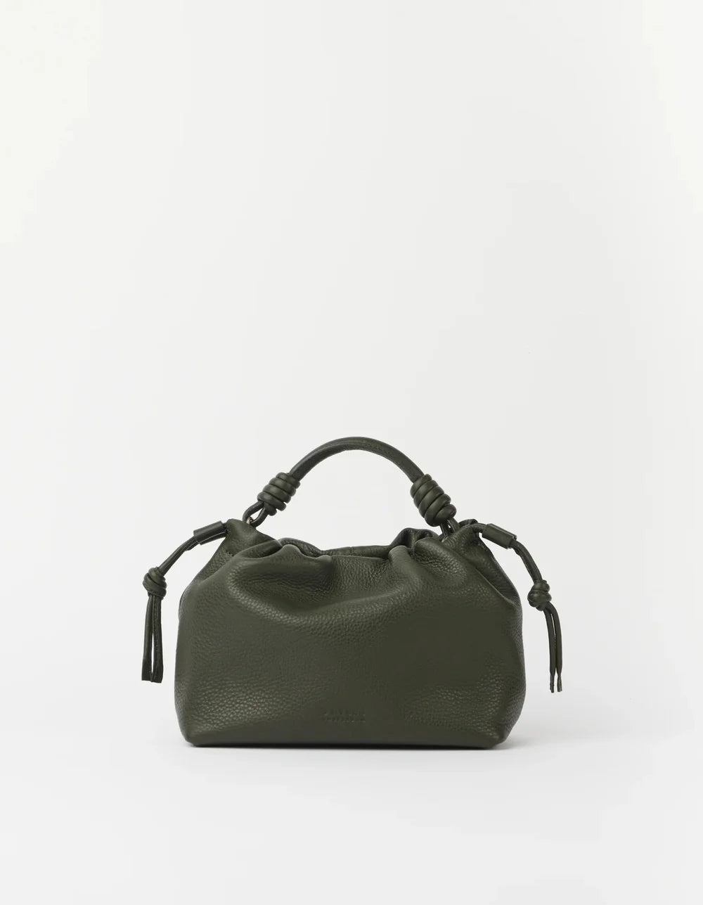 O My Bag Kiki Mini Moss – Vorderansicht der kleinen olivgrünen Echtledertasche