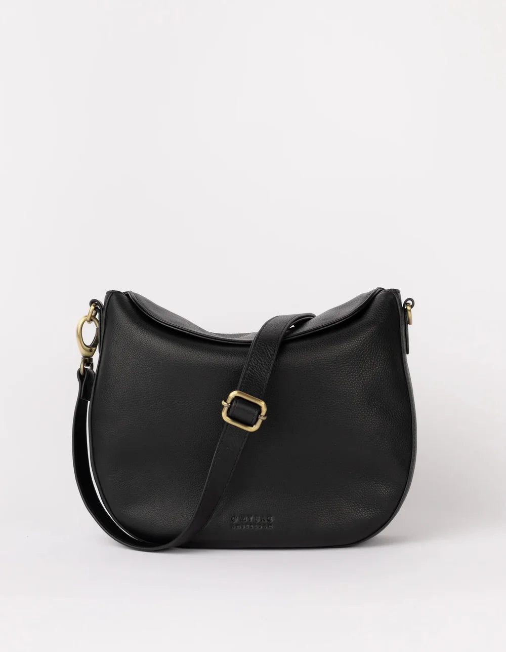 O My Bag Lana Black – Vorderansicht der schwarzen Echtledertasche