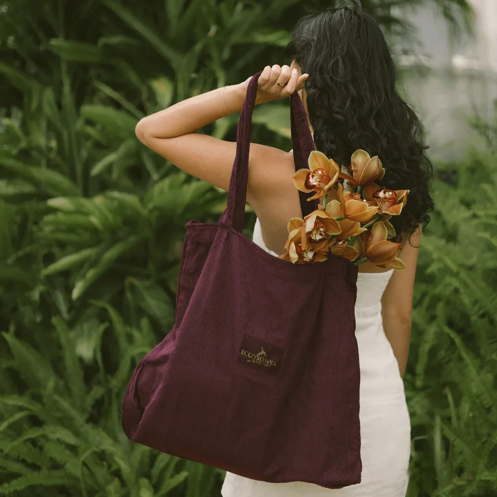 Eco by Sonya Cord-Tasche Burgundy – Gesamtansicht der wiederverwendbaren Tote Bag