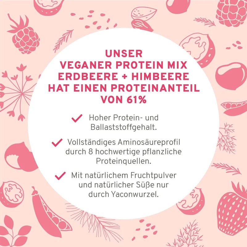 Veganer Protein Mix Erdbeere + Himbeere 450 g - Blanda Beauty