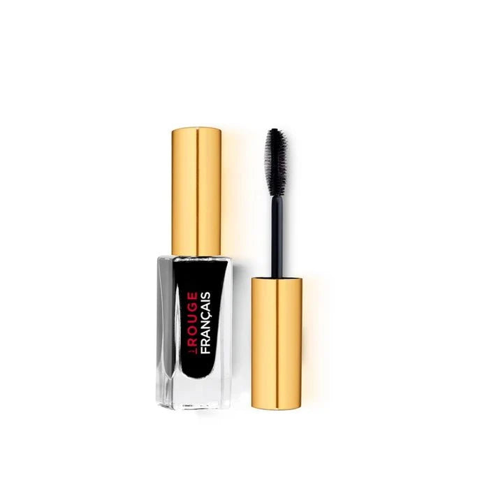 Noir Cassiopée Mascara von Le Rouge Français mit schwarzer Textur und goldener Verpackung