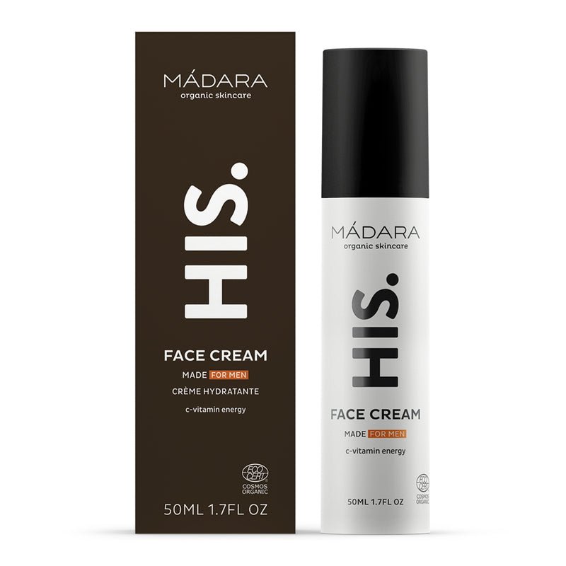 Mádara HIS Face Cream - Produkt mit Verpackung