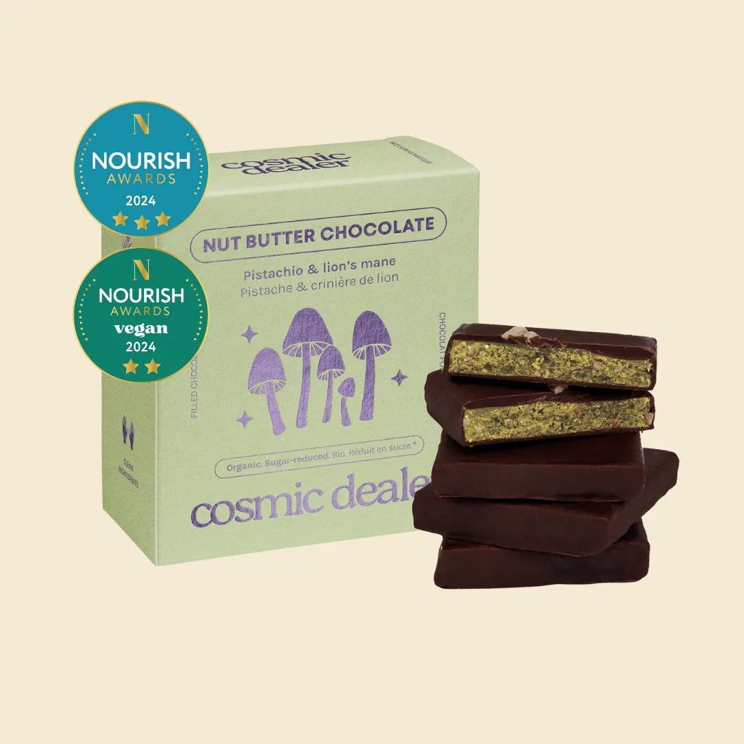 Cosmic Dealer Pistachio & Lion's Mane Chakra Chocolates mit Pistazienmus